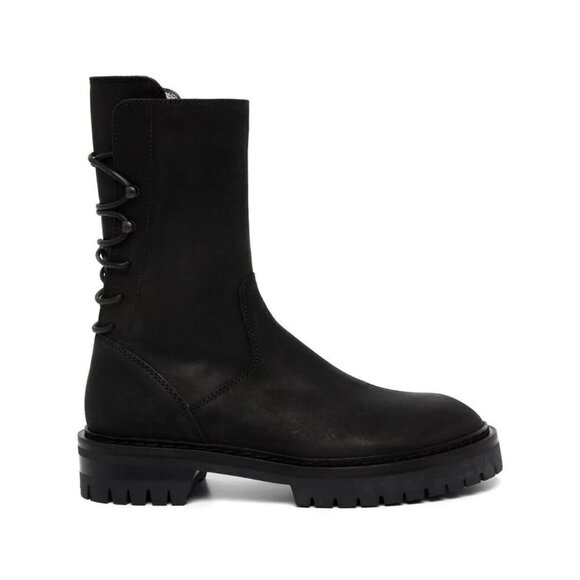 Ann Demeulemeester Louise Dusty Leather Combat Boots Size 37 7 Womens Black - Picture 1 of 13